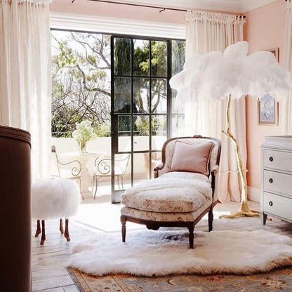 Ostrich Feather Brass Standing Lamp Floor Lamp
