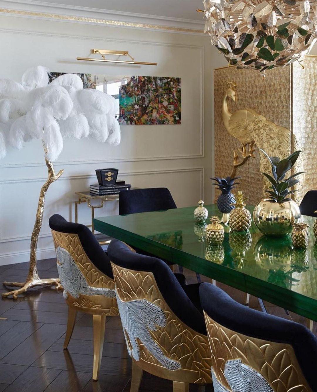 Ostrich Feather Brass Standing Lamp Floor Lamp