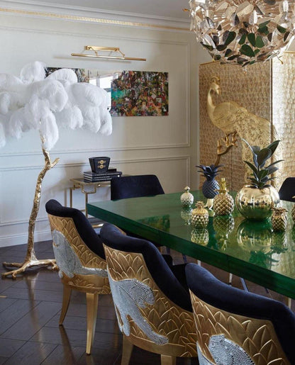 Ostrich Feather Brass Standing Lamp Floor Lamp