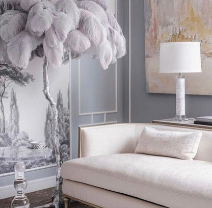 Ostrich Feather Brass Standing Lamp Floor Lamp