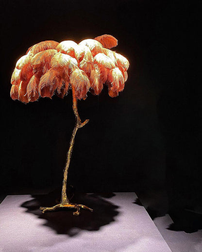 Ostrich Feather Brass Standing Lamp Floor Lamp