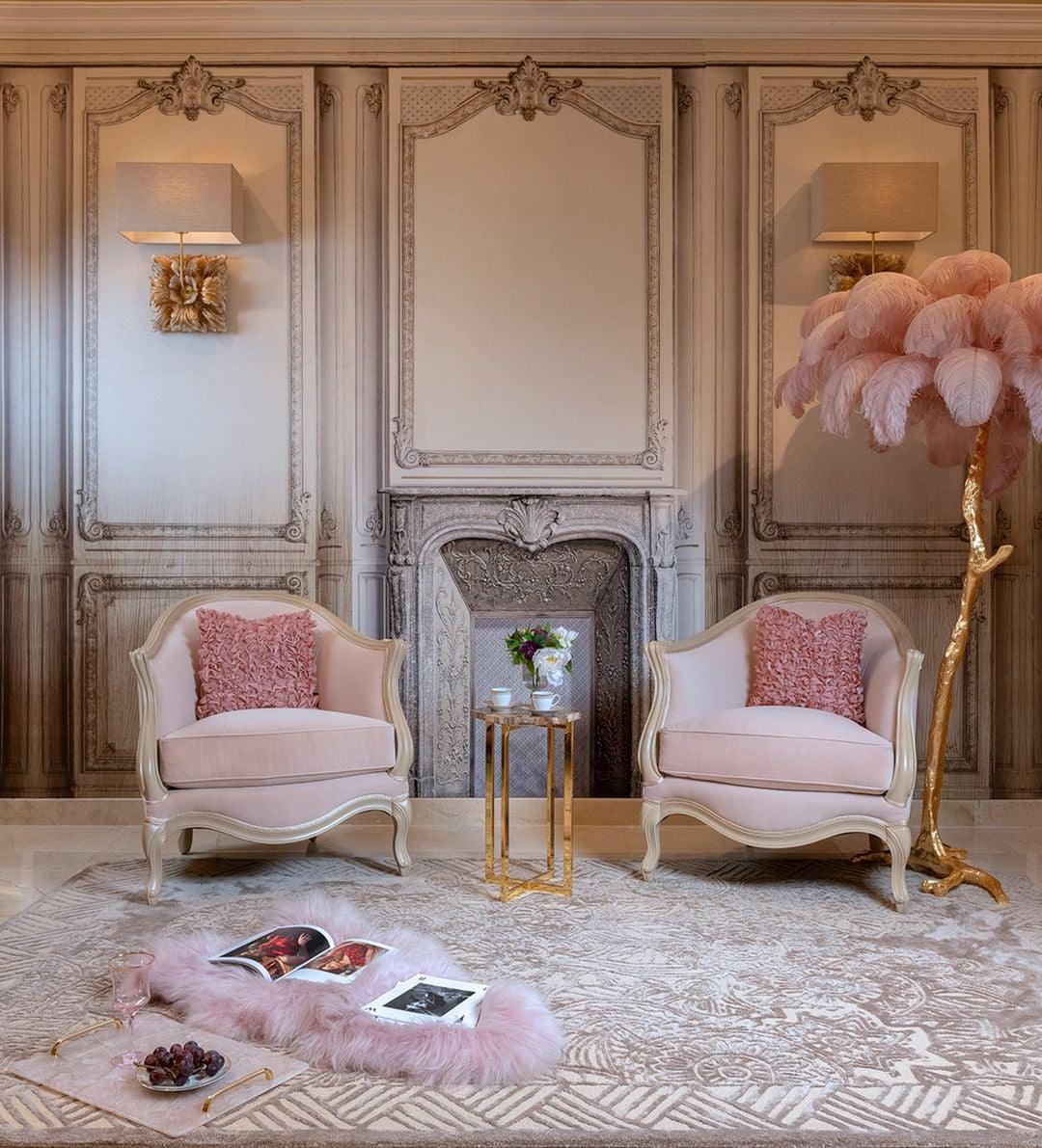Ostrich Feather Brass Standing Lamp Floor Lamp