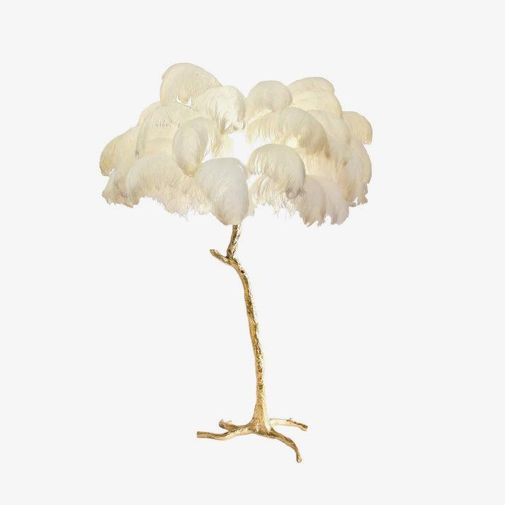 Ostrich Feather Brass Standing Lamp Floor Lamp
