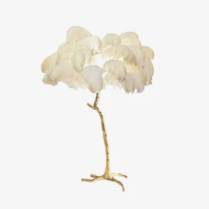 Ostrich Feather Brass Standing Lamp Floor Lamp