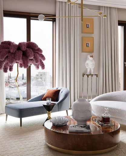 Ostrich Feather Brass Standing Lamp Floor Lamp