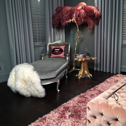 Ostrich Feather Brass Standing Lamp Floor Lamp