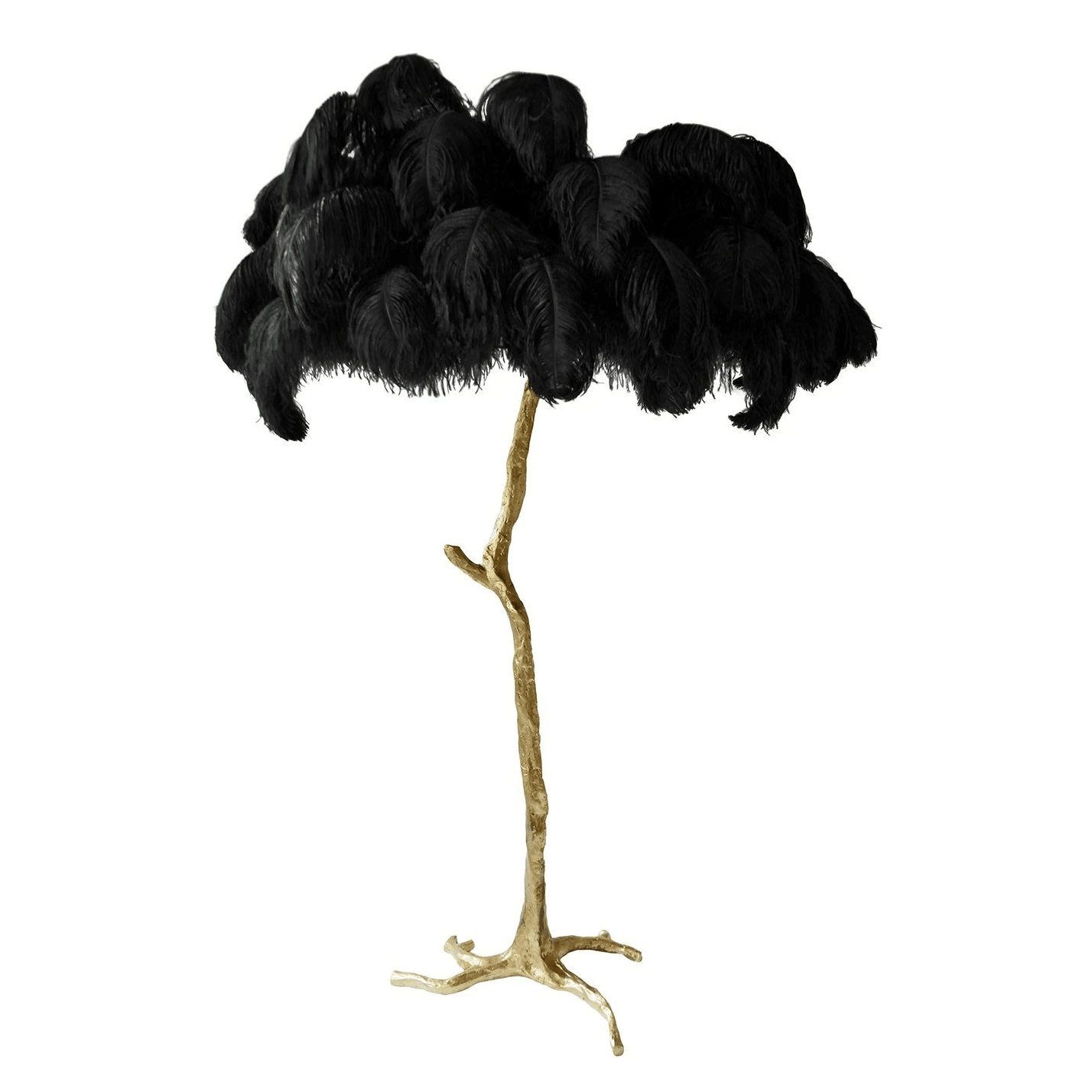 Ostrich Feather Brass Standing Lamp Floor Lamp