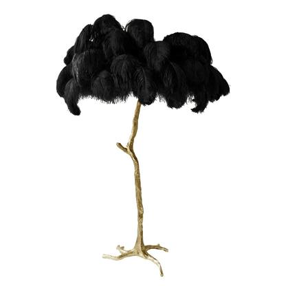 Ostrich Feather Brass Standing Lamp Floor Lamp