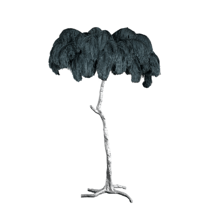 Ostrich Feather Brass Standing Lamp Floor Lamp