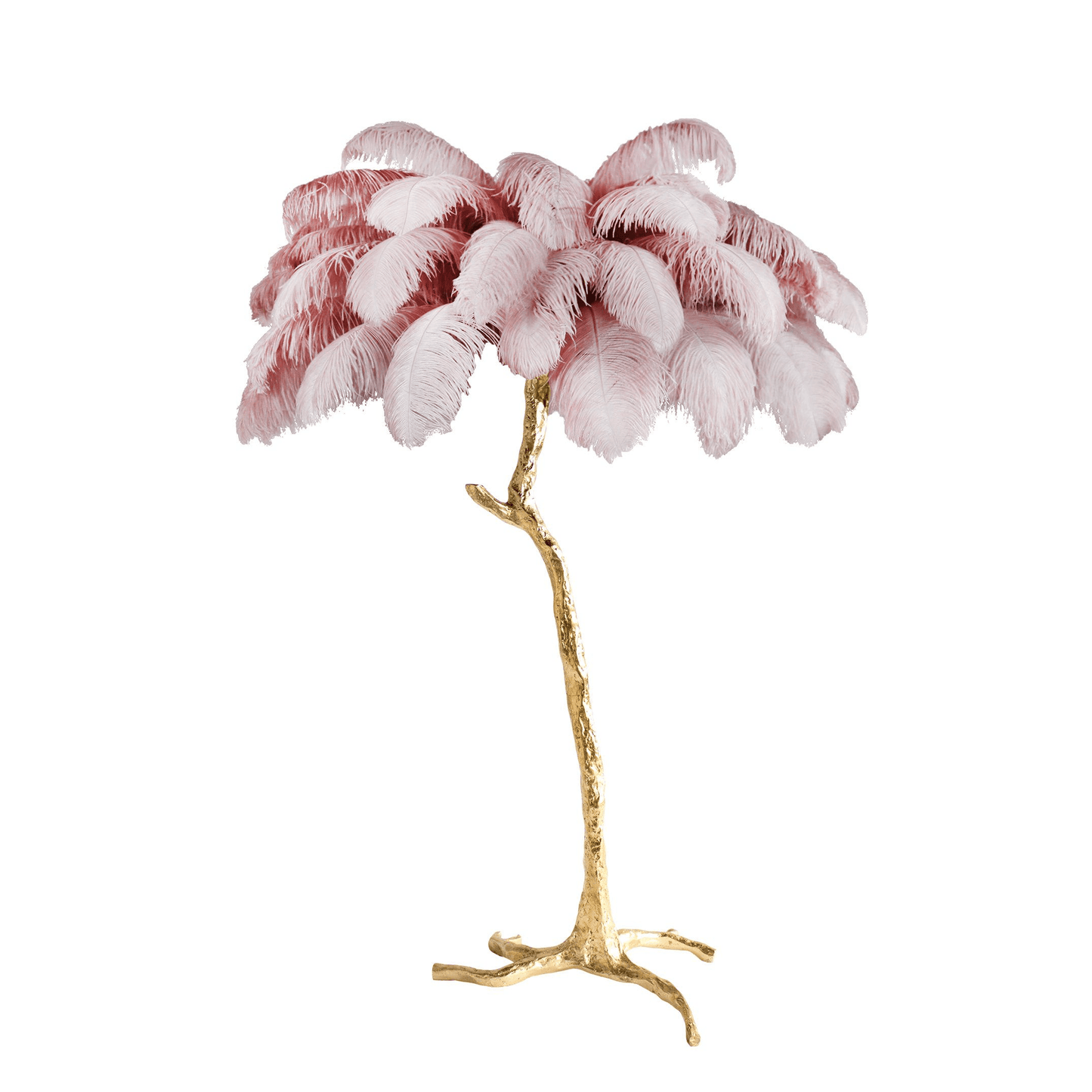 Ostrich Feather Brass Standing Lamp Floor Lamp