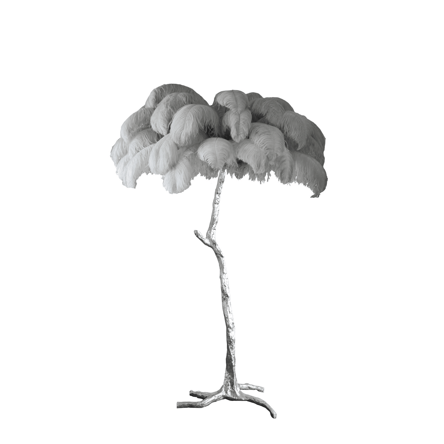 Ostrich Feather Brass Standing Lamp Floor Lamp