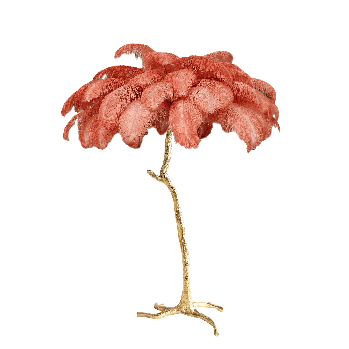 Ostrich Feather Brass Standing Lamp Floor Lamp