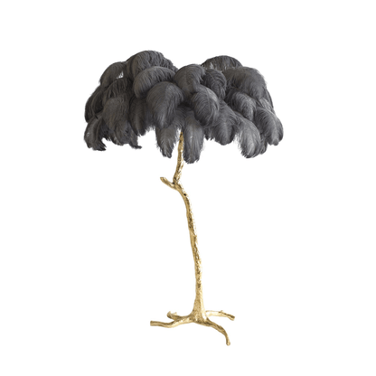 Ostrich Feather Brass Standing Lamp Floor Lamp