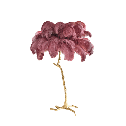 Ostrich Feather Brass Standing Lamp Floor Lamp