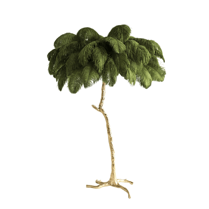 Ostrich Feather Brass Standing Lamp Floor Lamp