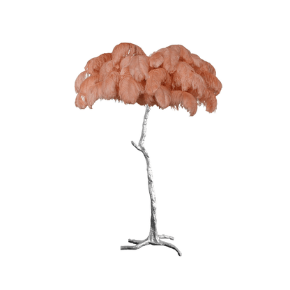 Ostrich Feather Brass Standing Lamp Floor Lamp