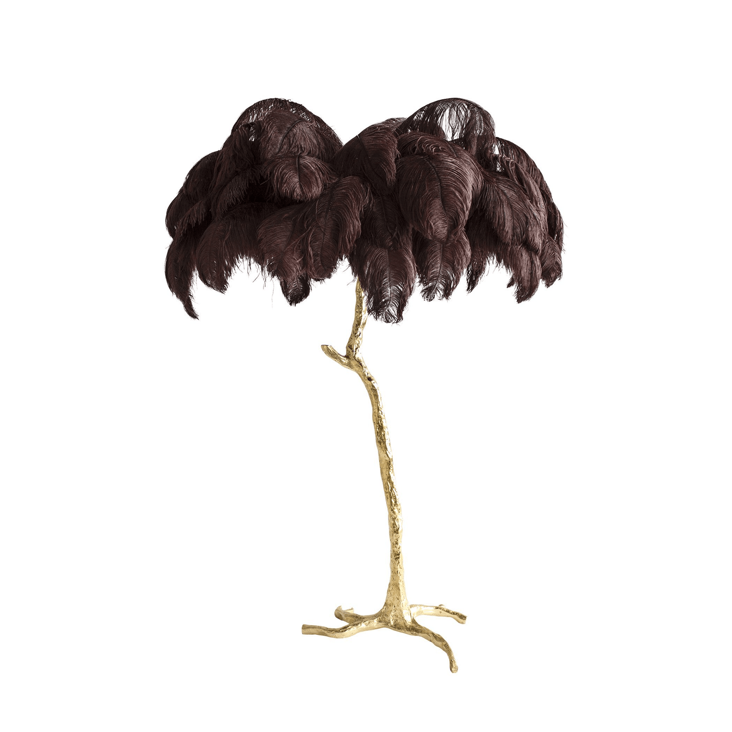 Ostrich Feather Brass Standing Lamp Floor Lamp