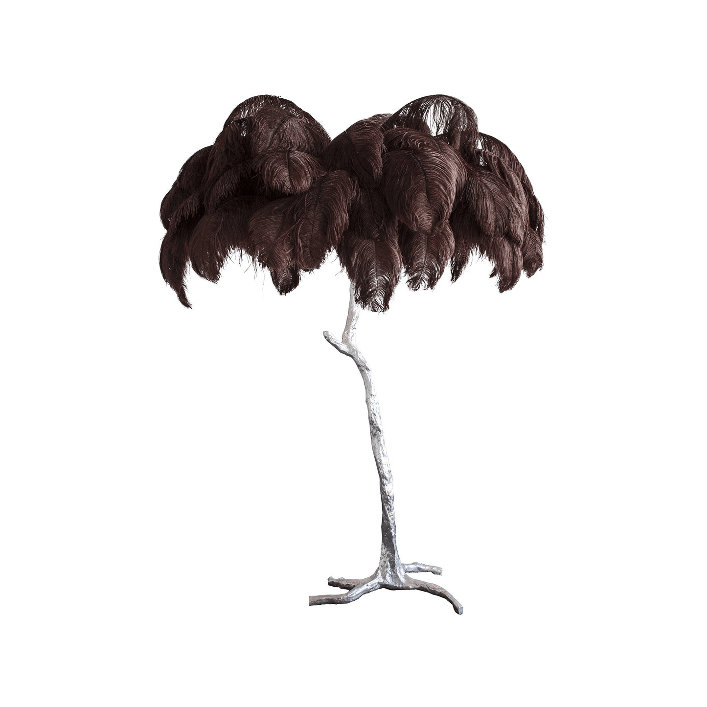 Ostrich Feather Brass Standing Lamp Floor Lamp
