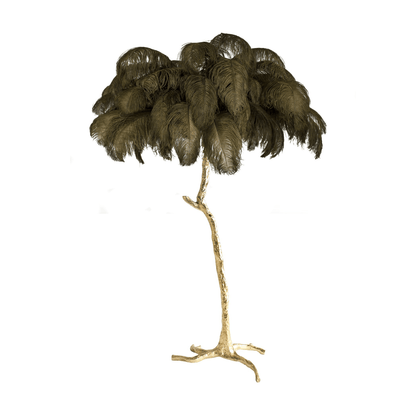 Ostrich Feather Brass Standing Lamp Floor Lamp
