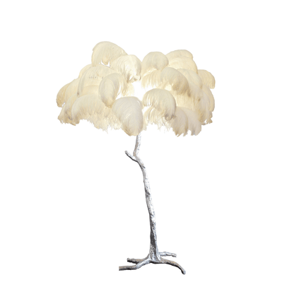 Ostrich Feather Brass Standing Lamp Floor Lamp