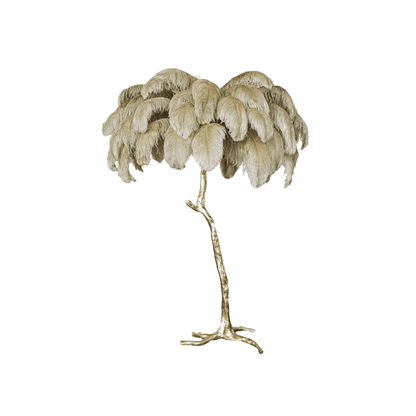 Ostrich Feather Brass Standing Lamp Floor Lamp