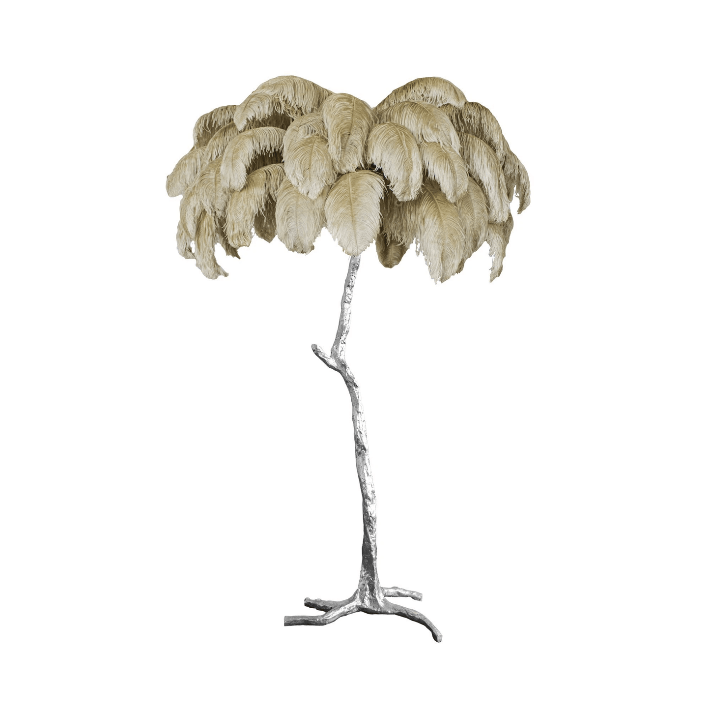 Ostrich Feather Brass Standing Lamp Floor Lamp
