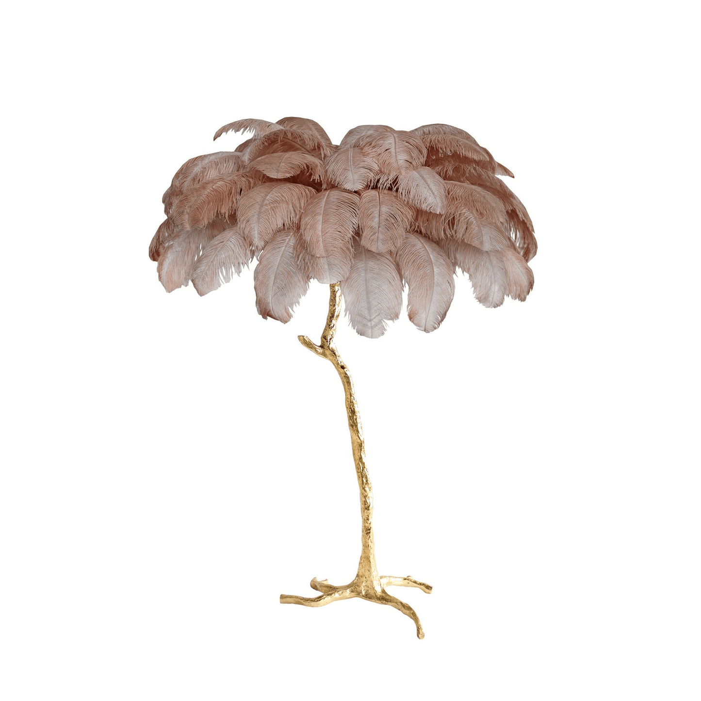 Ostrich Feather Brass Standing Lamp Floor Lamp