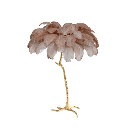Ostrich Feather Brass Standing Lamp Floor Lamp
