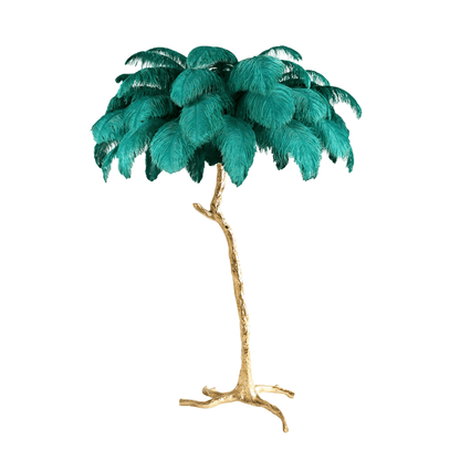 Ostrich Feather Brass Standing Lamp Floor Lamp