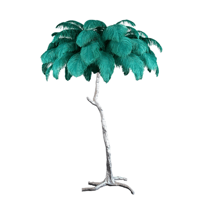 Ostrich Feather Brass Standing Lamp Floor Lamp