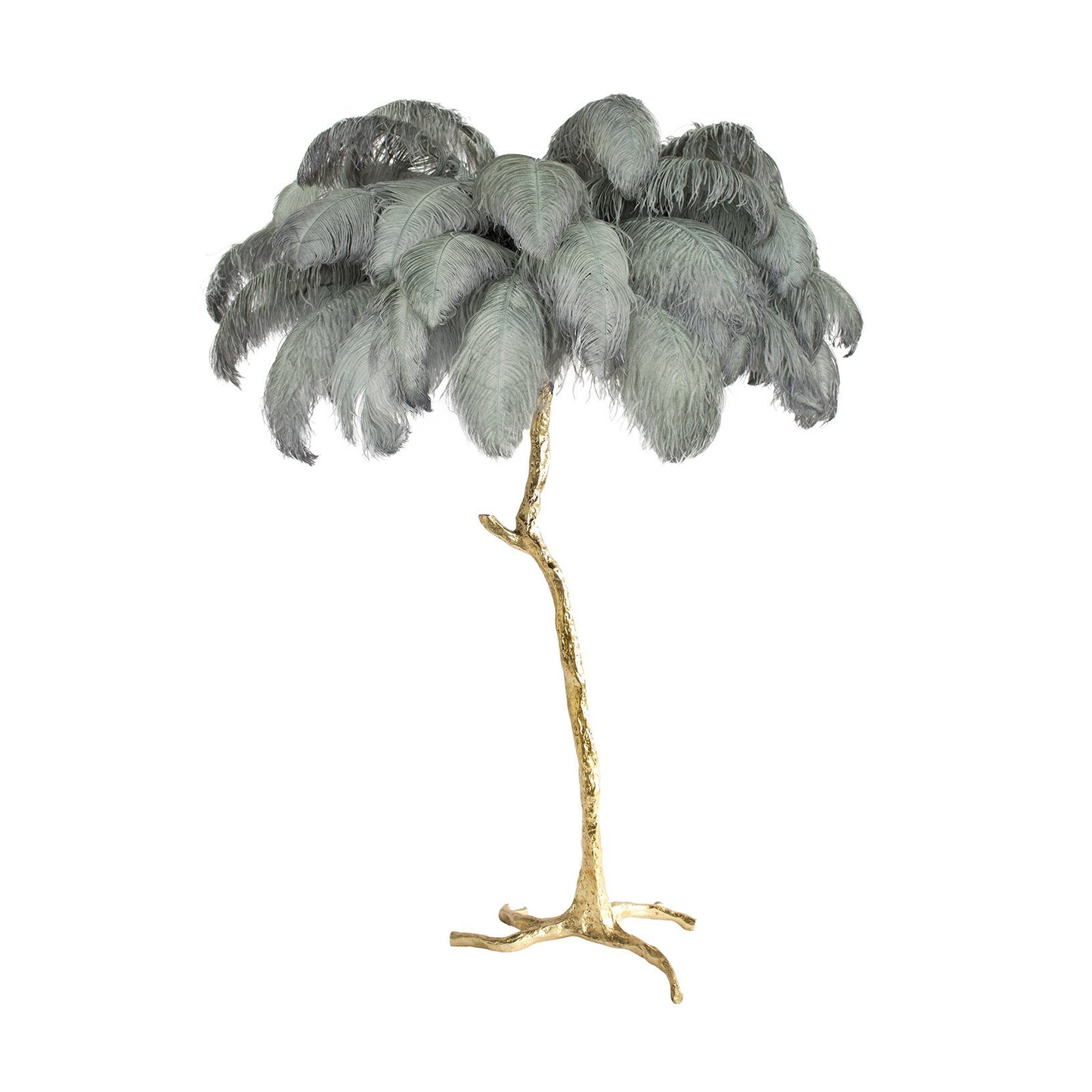 Ostrich Feather Brass Standing Lamp Floor Lamp