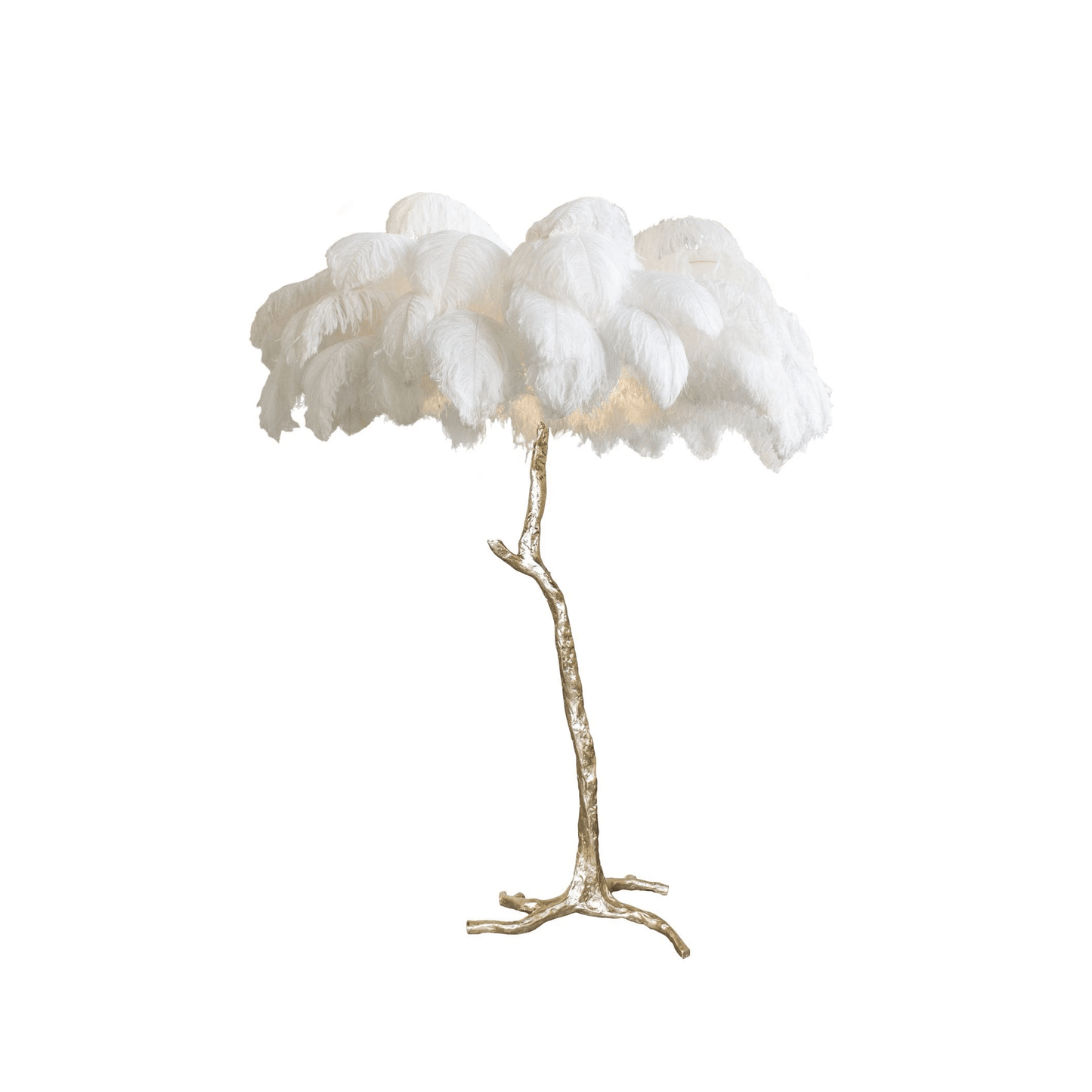Ostrich Feather Brass Standing Lamp Floor Lamp