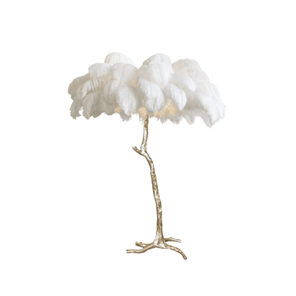 Ostrich Feather Brass Standing Lamp Floor Lamp