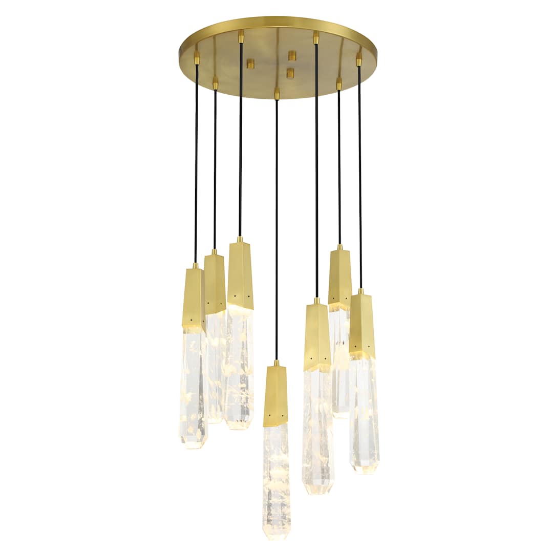 Drifting Droplets 7 Light 20" Wide LED Crystal Multi Light Pendant with Rock Crystallite