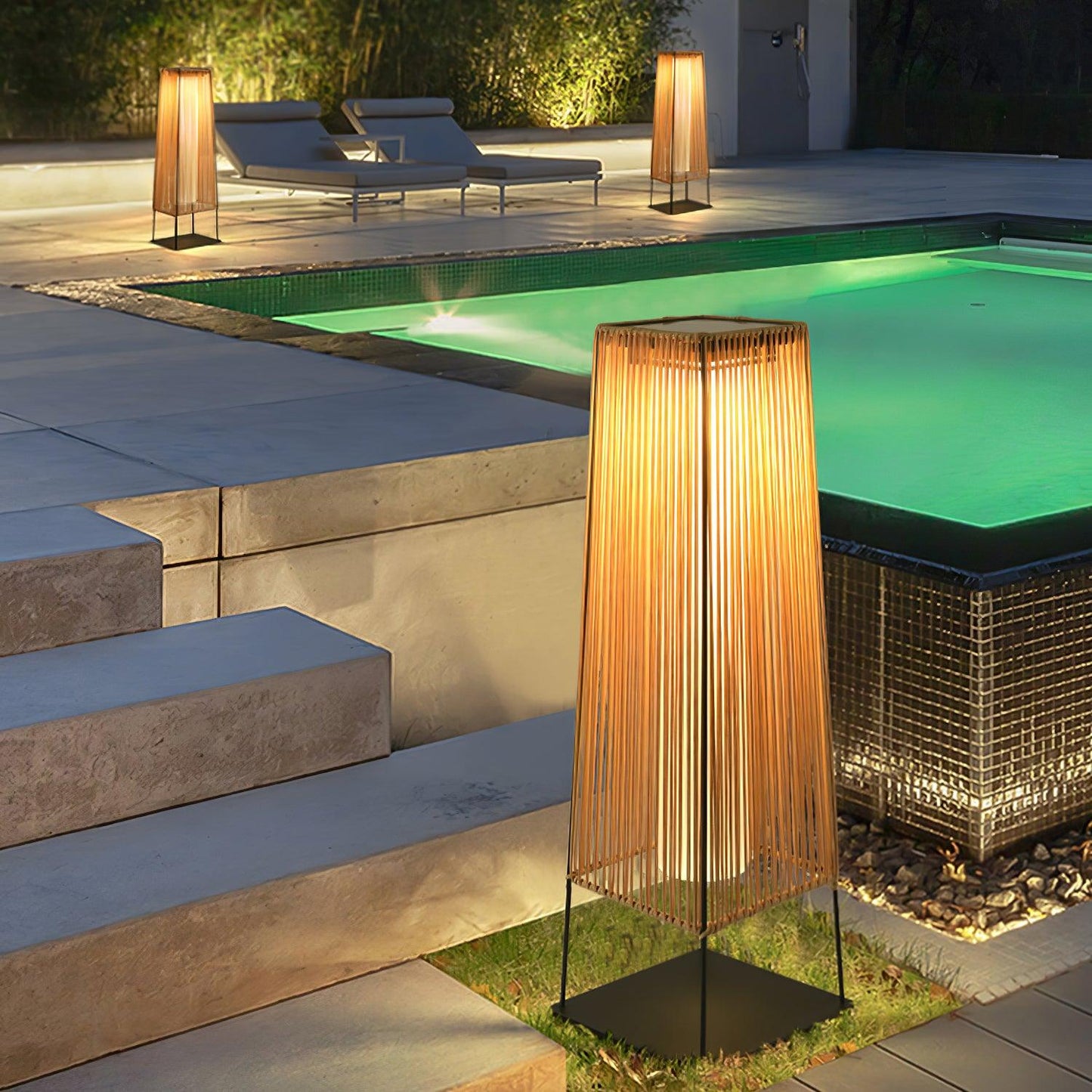 Plastic Rattan Architectural light Outdoor Post Light