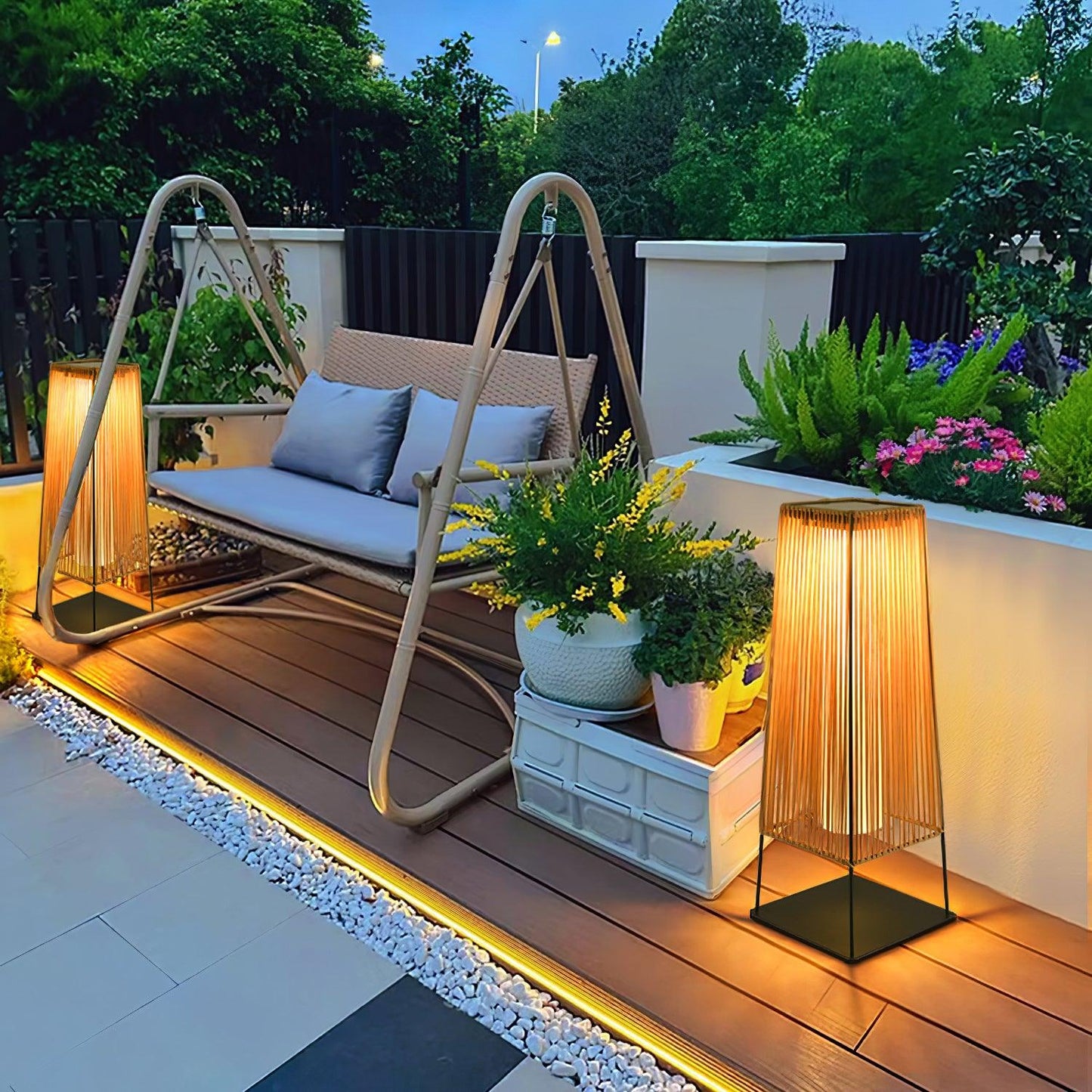 Plastic Rattan Architectural light Outdoor Post Light