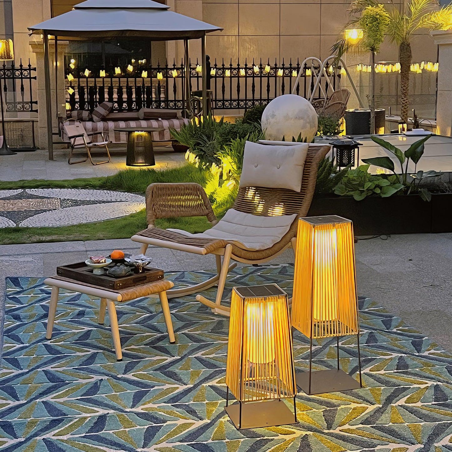 Plastic Rattan Architectural light Outdoor Post Light