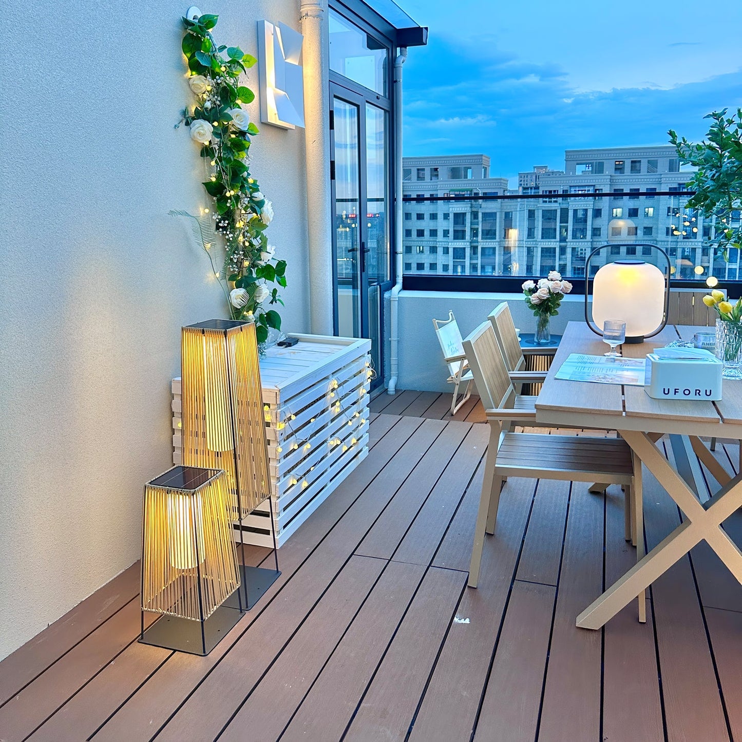 Plastic Rattan Architectural light Outdoor Post Light