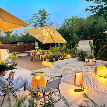 Plastic Rattan Architectural light Outdoor Post Light