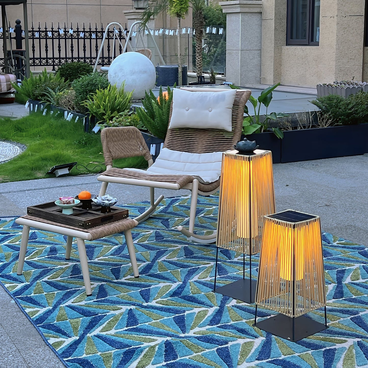 Plastic Rattan Architectural light Outdoor Post Light