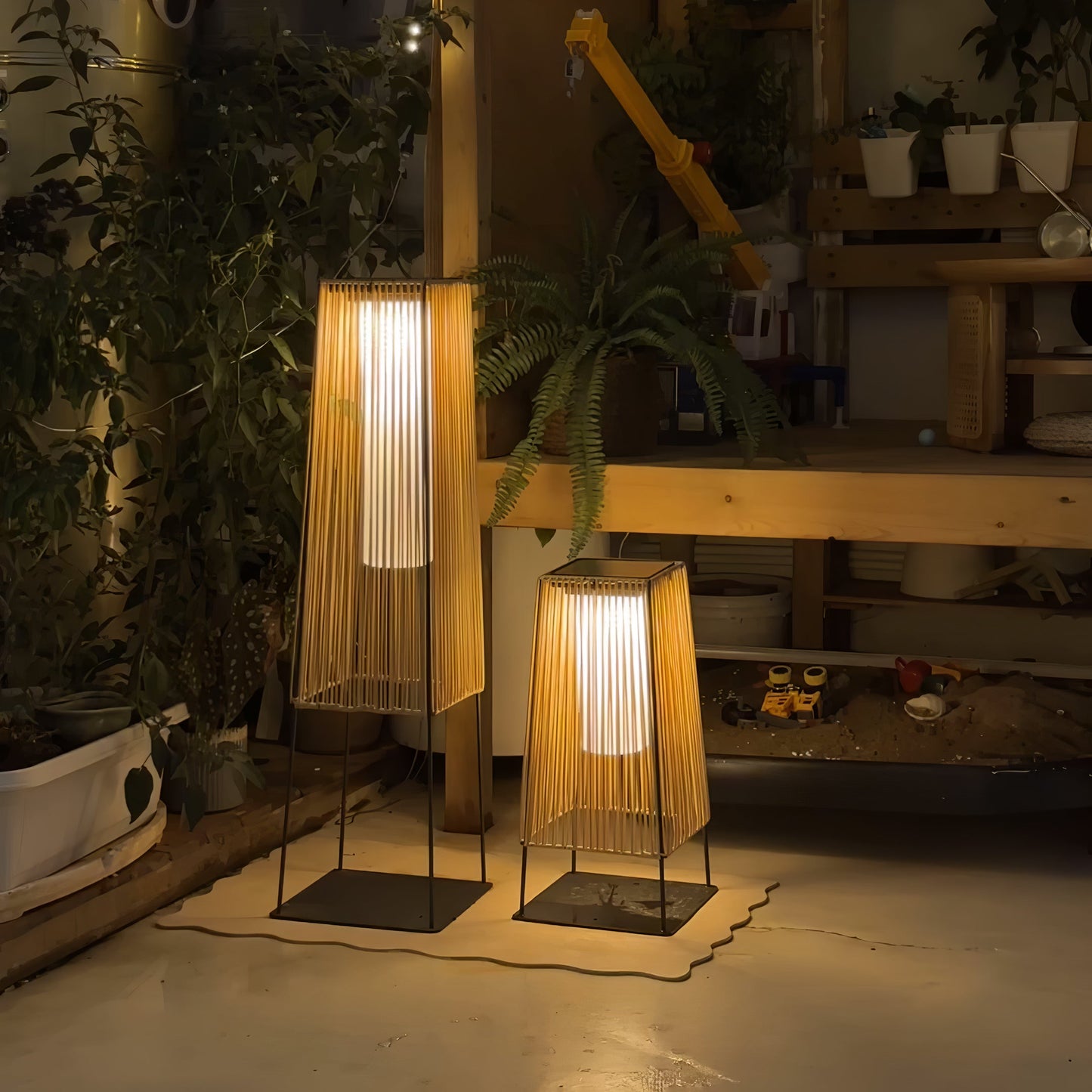 Plastic Rattan Architectural light Outdoor Post Light