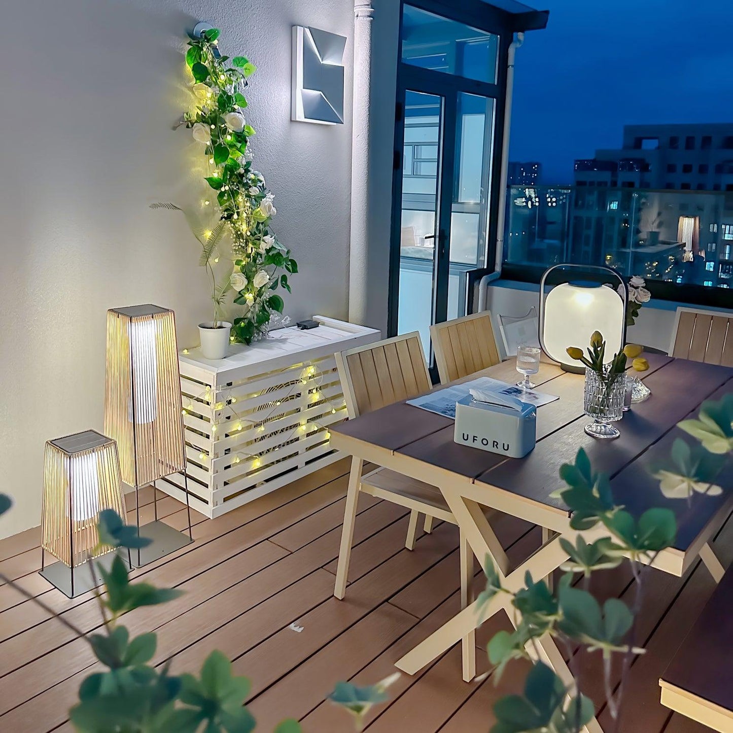 Plastic Rattan Architectural light Outdoor Post Light