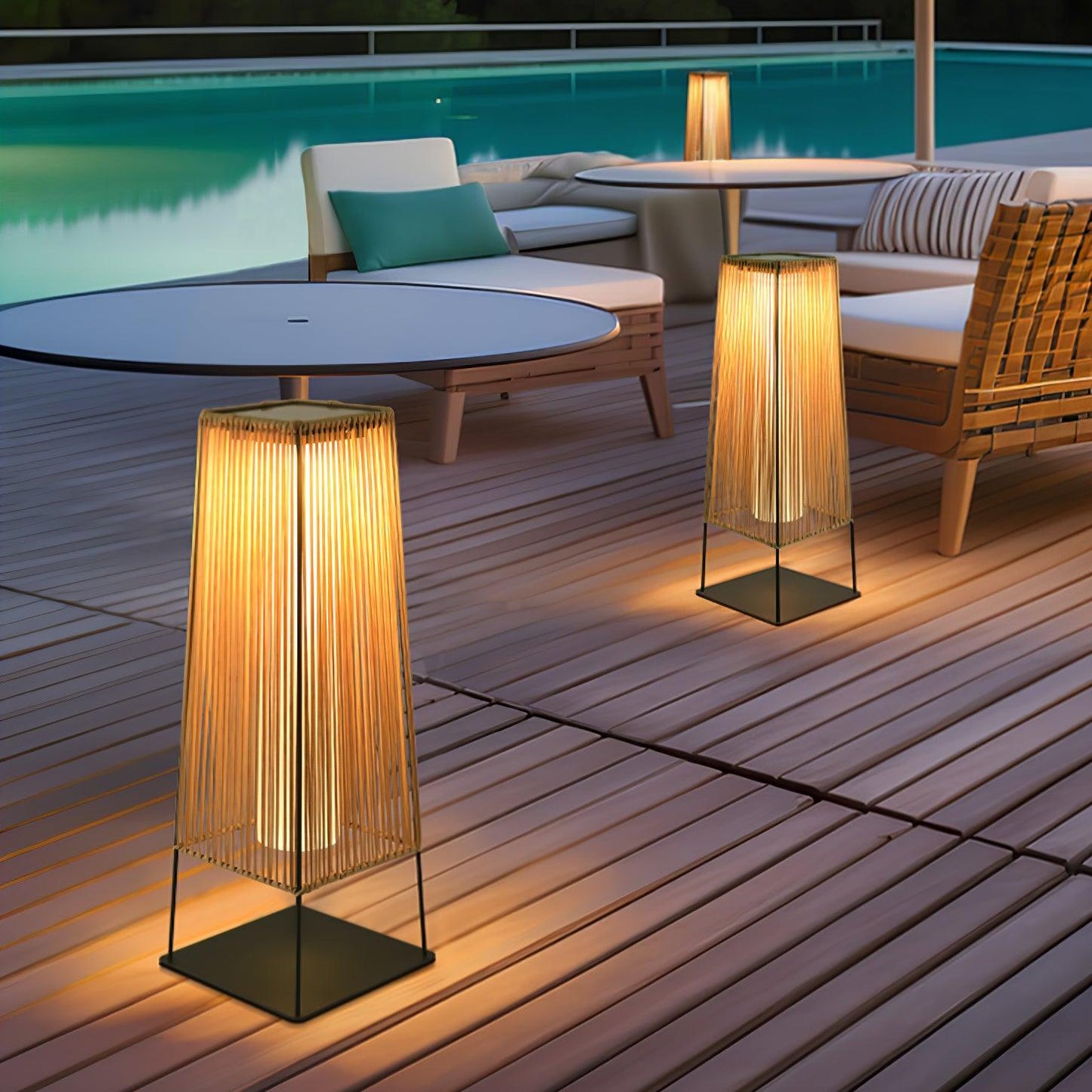 Plastic Rattan Architectural light Outdoor Post Light