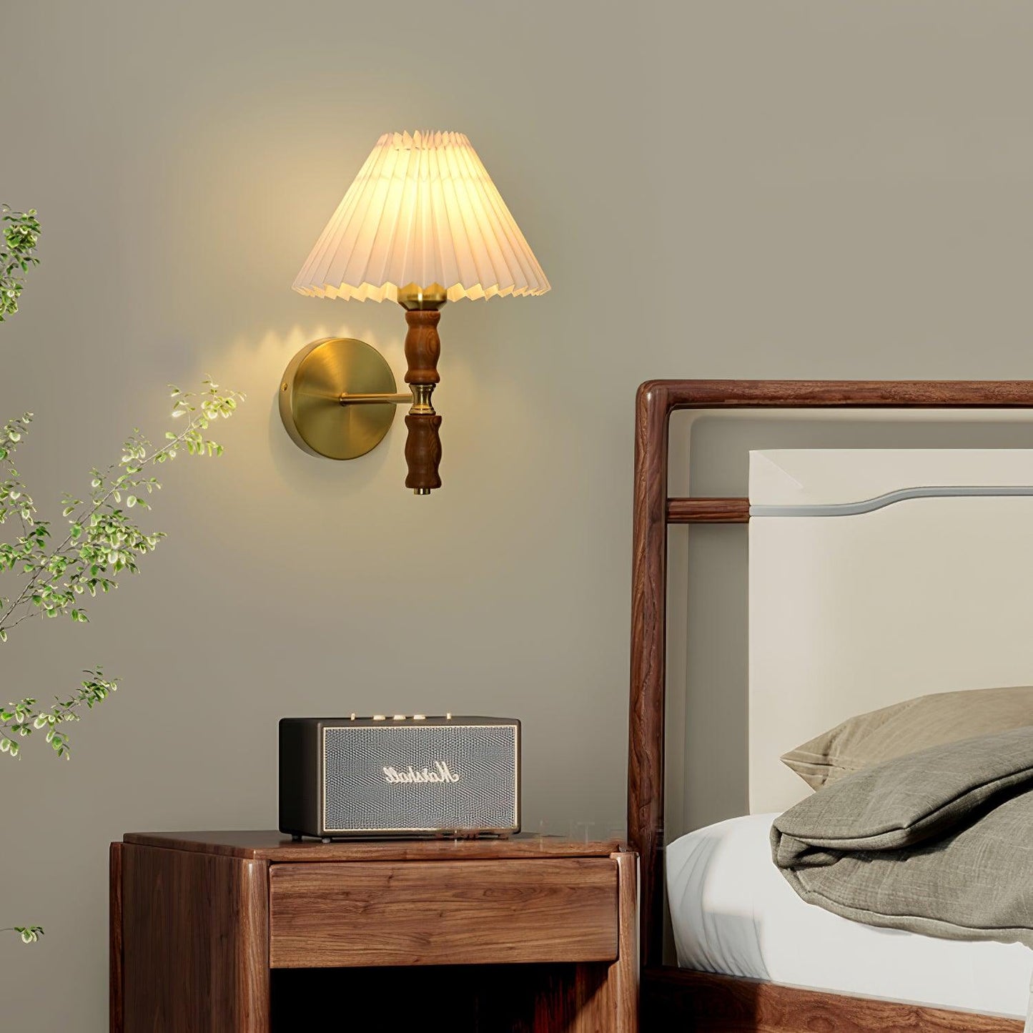 Pleated Walnut Wall light fixture Wall Light