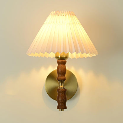 Pleated Walnut Wall light fixture Wall Light