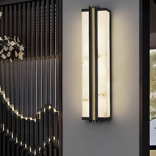Modern Black LED Indoor/Outdoor Wall Lights with Resin Marble Shade