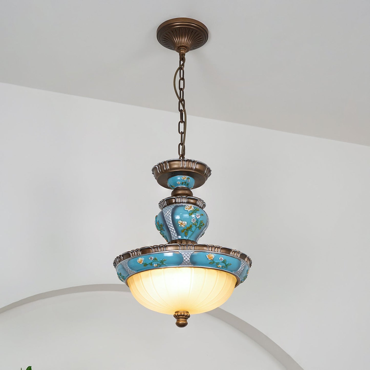 Retro Floral Resin Droplight Pendant Light