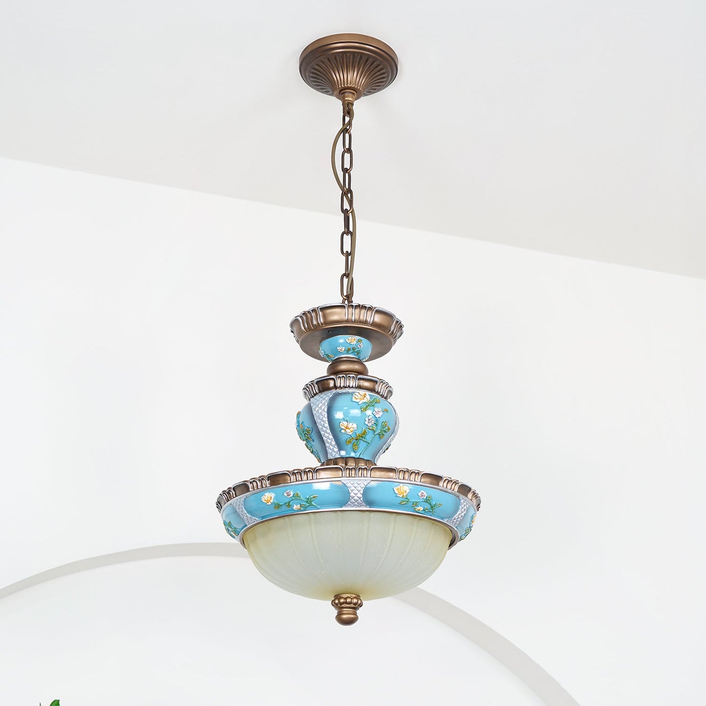 Retro Floral Resin Droplight Pendant Light