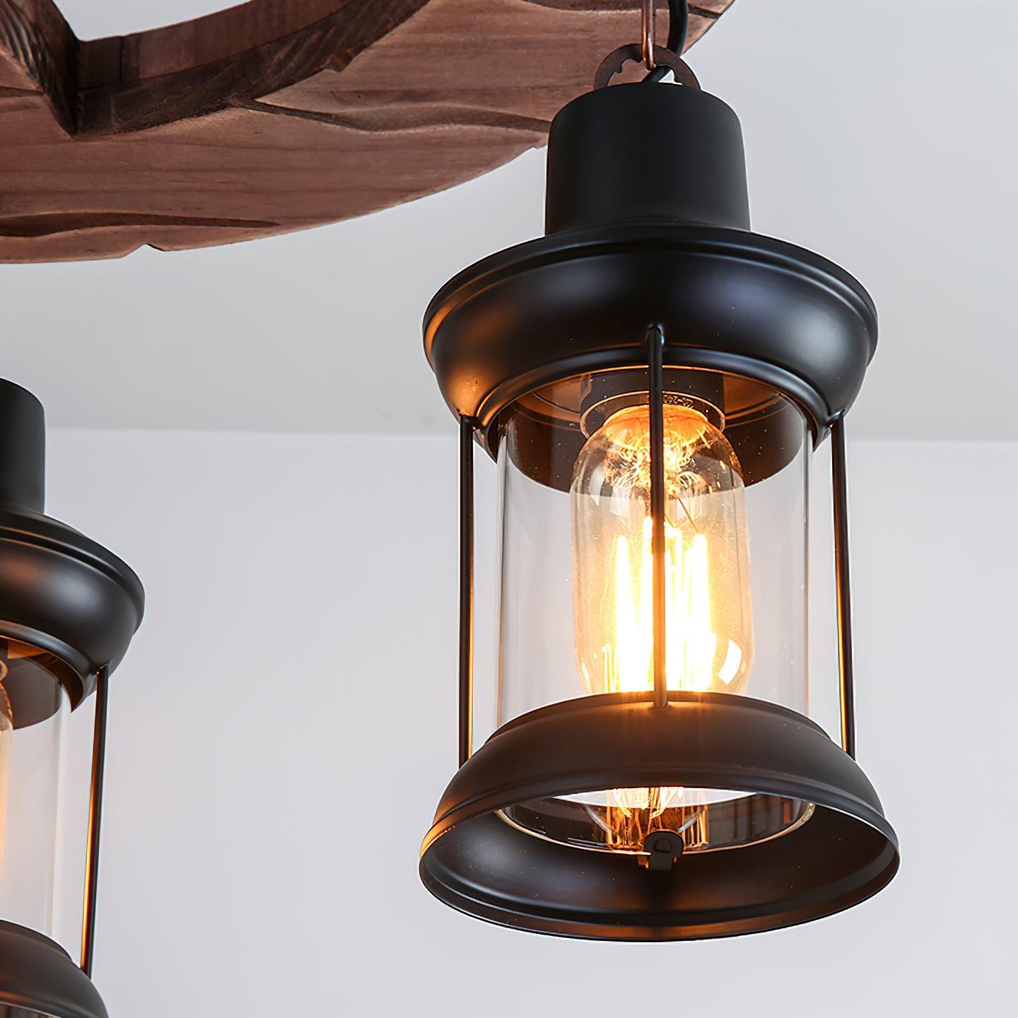 Retro Boat Wood Ceiling fixture Chandelier
