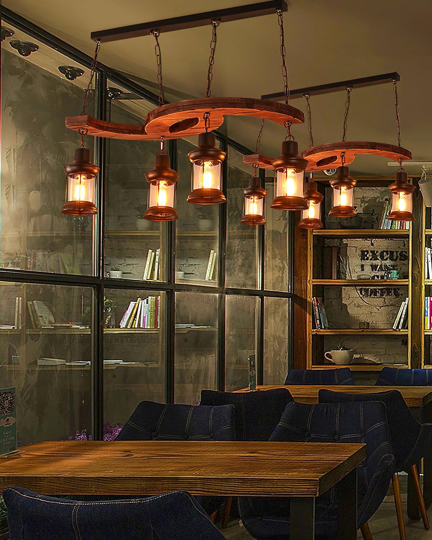 Retro Boat Wood Ceiling fixture Chandelier